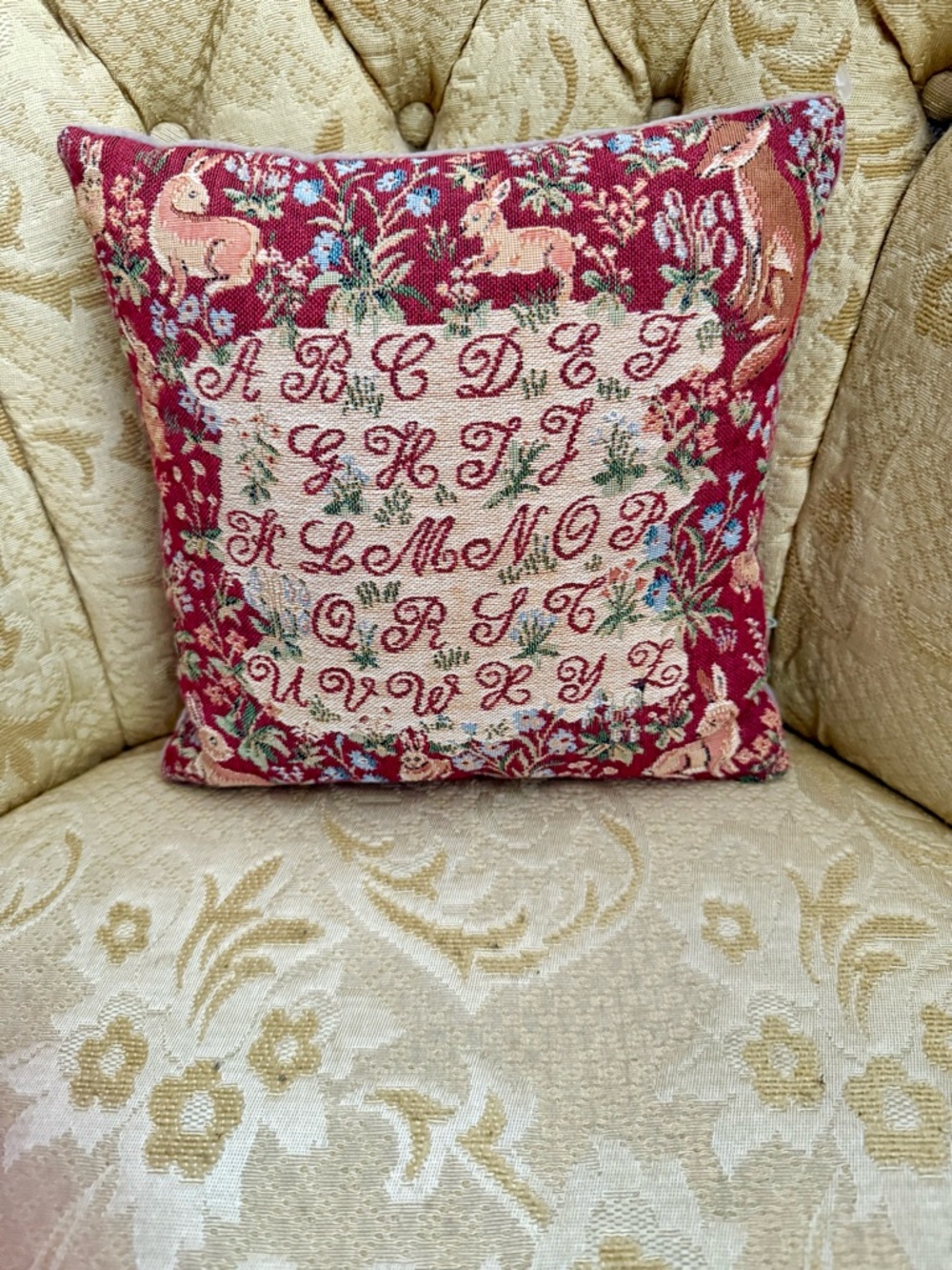 Alphabet & Animals Tapestry Petite Pillow 8" x 8"